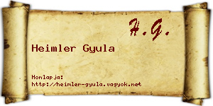 Heimler Gyula névjegykártya